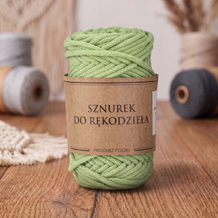 Sznurek do rękodzieła makramy z rdzeniem Pistacjowy 5mm 50m