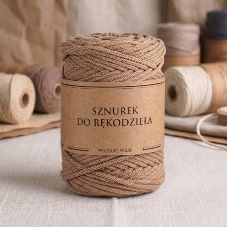 Przejdź do produktu Sznurek do rękodzieła makramy z rdzeniem Koniak 3mm 100m