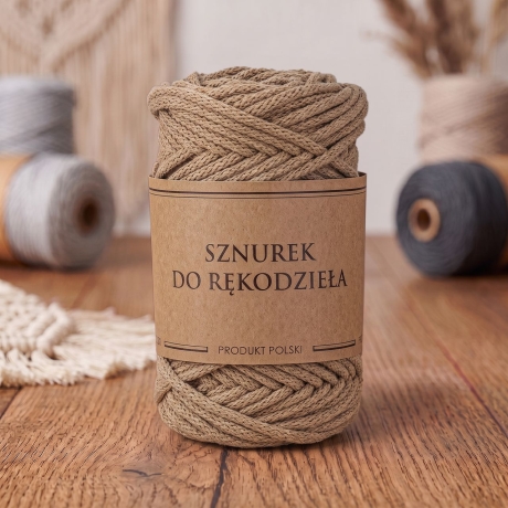Przejdź do produktu Sznurek do rękodzieła makramy z rdzeniem Koniak 5mm 50m
