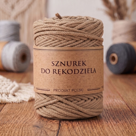 Przejdź do produktu Sznurek do rękodzieła makramy z rdzeniem Koniak 5mm 100m