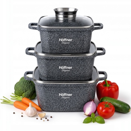 Przejdź do produktu Zestaw garnków Hoffner Elegance Stal nierdzewna 6 el. HF-7766