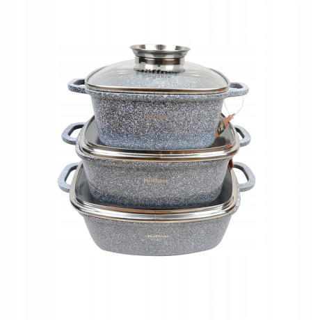 Przejdź do produktu Zestaw garnków Hoffner Elegance Stal nierdzewna 6 el. HF-7767