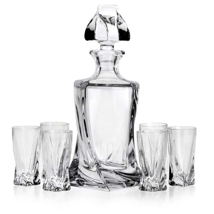 Ekskluzywny zestaw do wódki , likieru Bohemia Quadro 6+1 KRYSZTAŁ