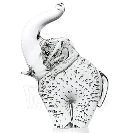 Przejdź do produktu Rzeźba szklana - słoń z uniesioną trąbą 26cm