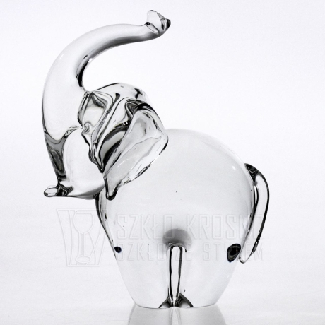 Przejdź do produktu  Szklana rzeźba Słoń z uniesioną trąbą ~17cm - Bezbarwny | HUTA SABINA
