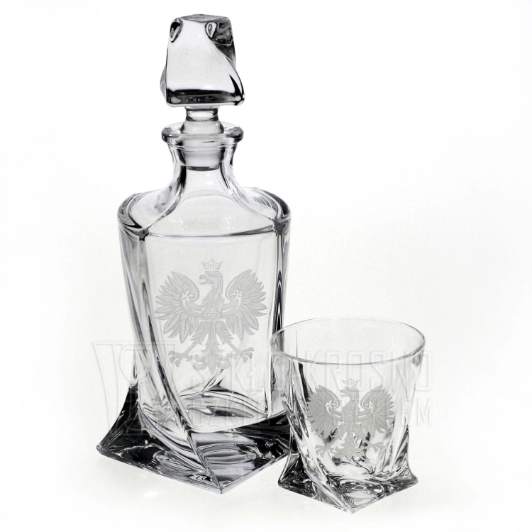 Ekskluzywny zestaw do whisky z kryształowego szkła z grawerem ORZEŁ POLSKA
