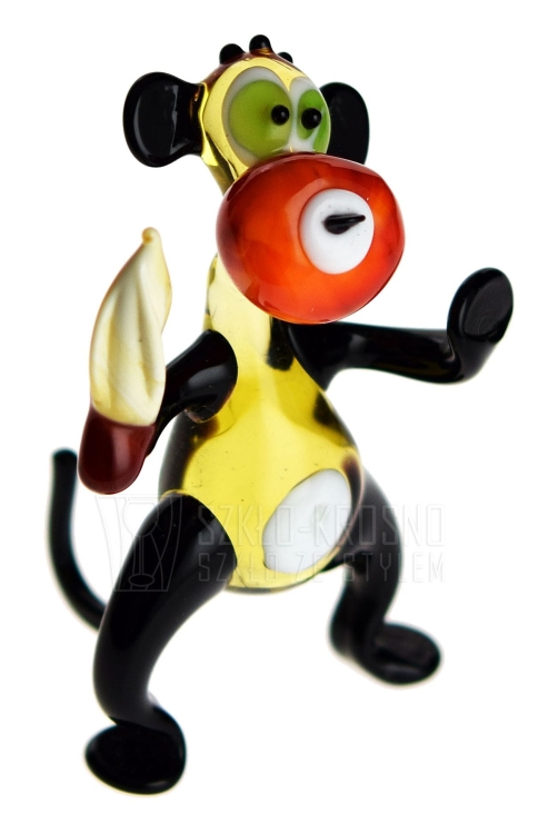 Szklana FIGURKA rzeźba na prezent MAŁPA L034