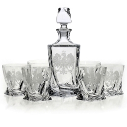 Ekskluzywny zestaw do whisky z kryształowego szkła z grawerem ORZEŁ POLSKA