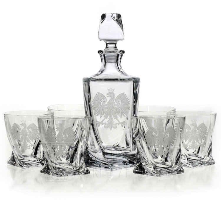 Ekskluzywny zestaw do whisky z kryształowego szkła z grawerem ORZEŁ POLSKA