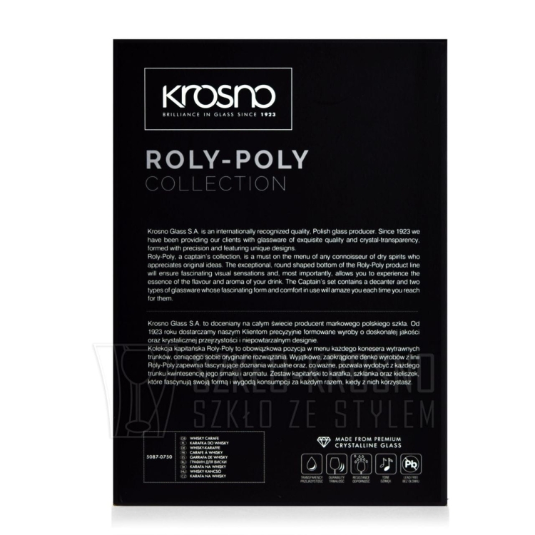 Karafka do whisky "bujająca się" KROSNO Handmade ROLY-POLY 750ml