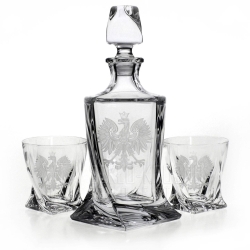 Ekskluzywny zestaw do whisky z kryształowego szkła z grawerem ORZEŁ POLSKA