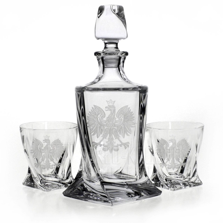 Ekskluzywny zestaw do whisky z kryształowego szkła z grawerem ORZEŁ POLSKA