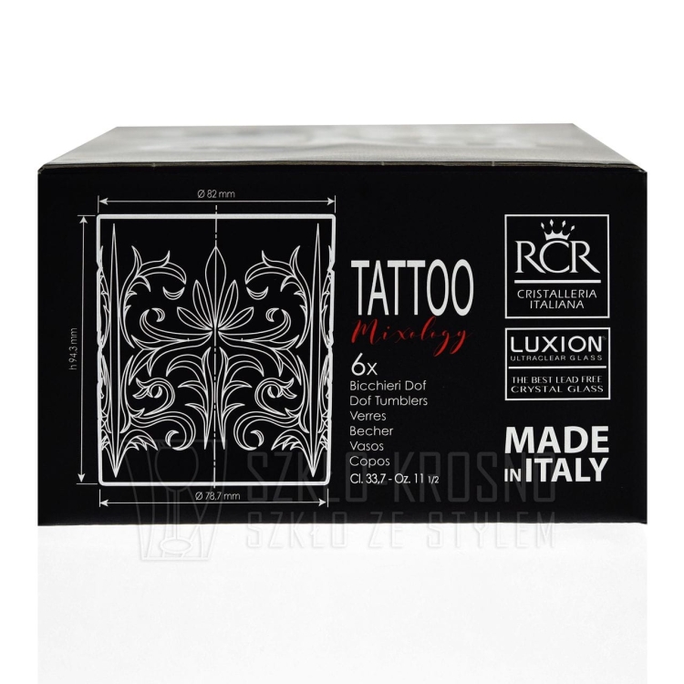 Ekskluzywne szklanki do whisky RCR TATTOO 340ml