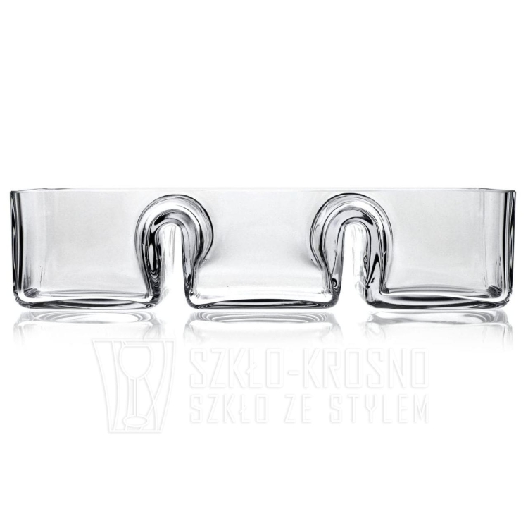 Duża szklana salaterka trójdzielna na orzeszki i przekąski 30x11x7cm