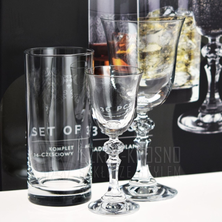 Komplet kieliszków i szklanek KROSNO KRISTA-DECO 36 el.
