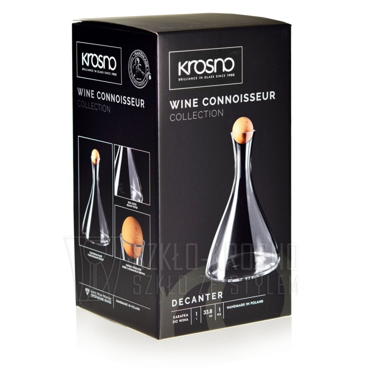 Karafka, dekanter z korkiem do serwowania wina KROSNO Wine Connoisseur 1L
