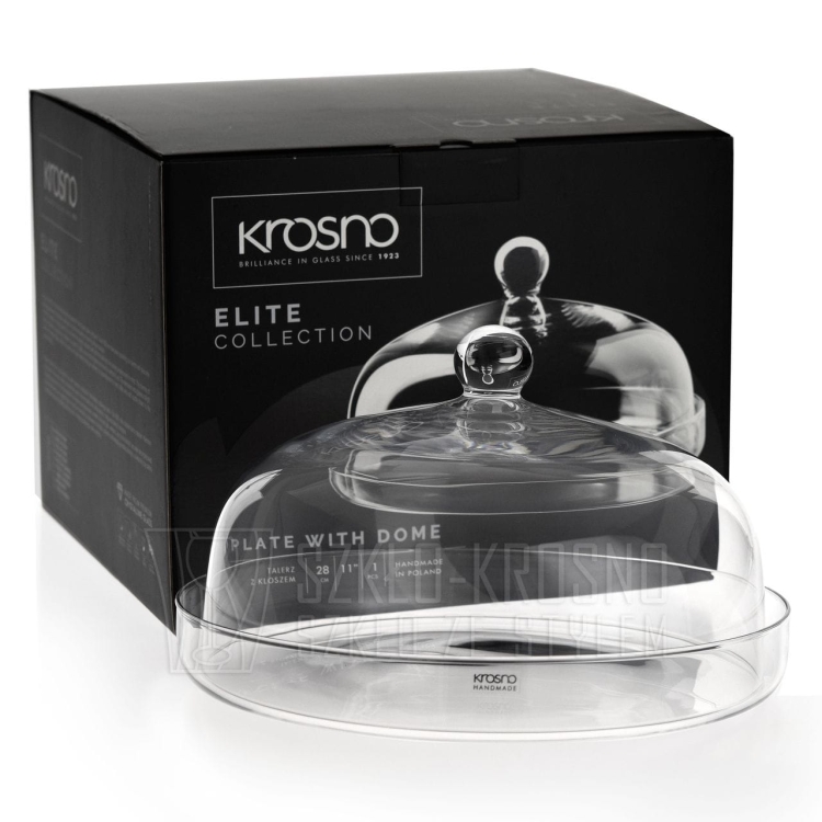 Talerz z kloszem, patera na tort ciasta KROSNO Elite ⌀ 28cm