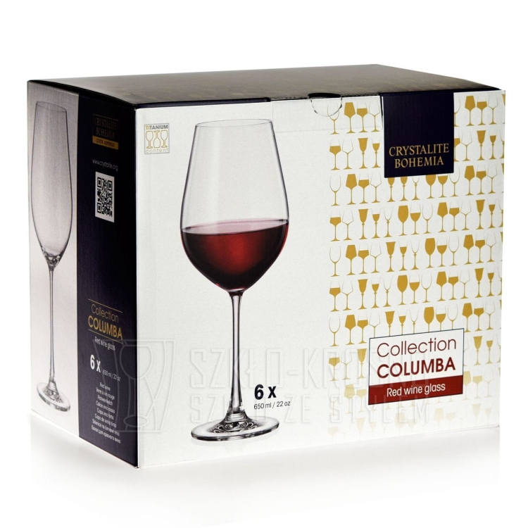 Kieliszki do wina czerwonego BOHEMIA Columba 650ml