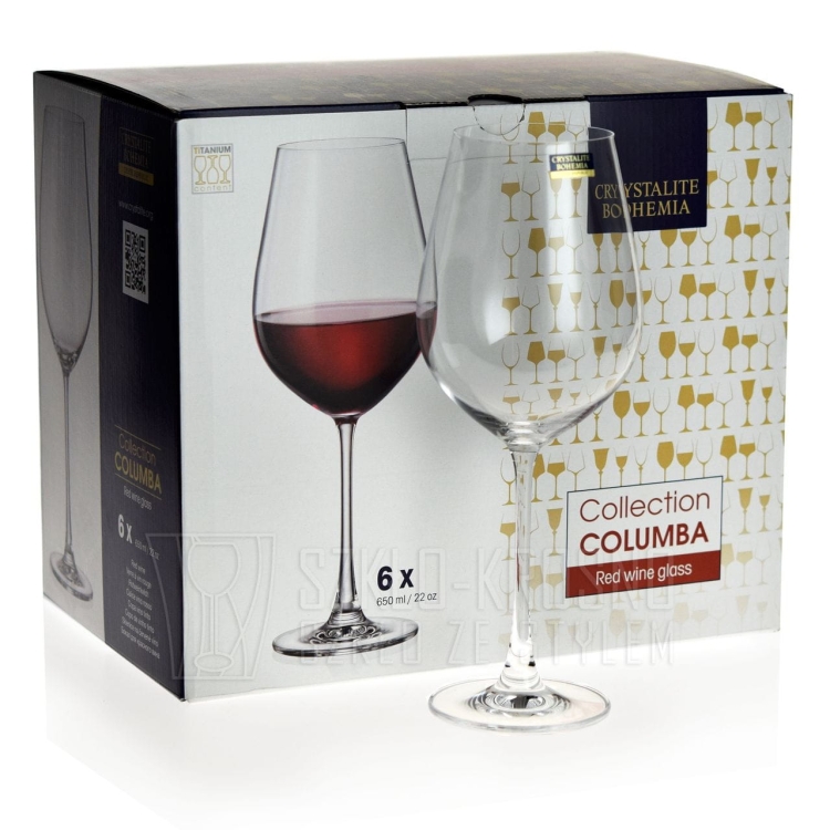 Kieliszki do wina czerwonego BOHEMIA Columba 650ml