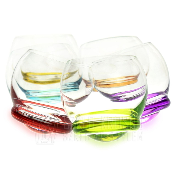 Kolorowe szklanki BUJAJĄCE SIĘ do whisky Bohemia CRAZY 390 ml