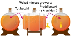 Szklana bezbarwna beczka - antałek 2L z kranikiem i grawerem indywidualnym TWÓJ NAPIS