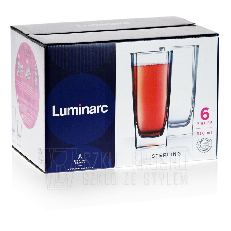 Wysokie szklanki do soku drinków Luminarc 330 ml 6 sztuk