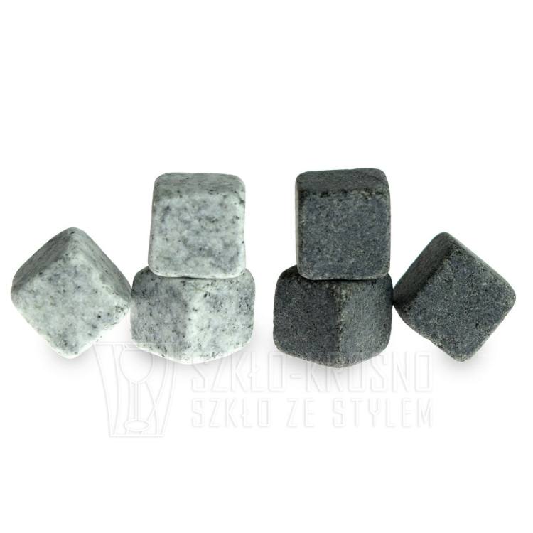 WHISKY STONES kamienie do drinków 6 sztuk - jasno szare z NATURALNEGO GRANITU *