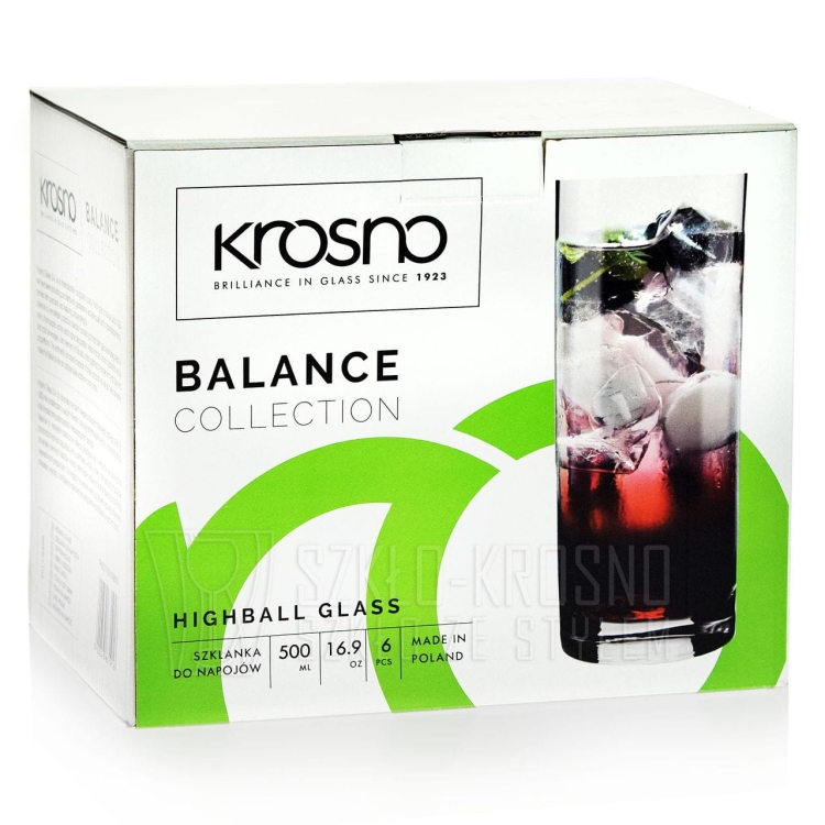 Wysokie szklanki do soku napojów KROSNO Balance 500 ml