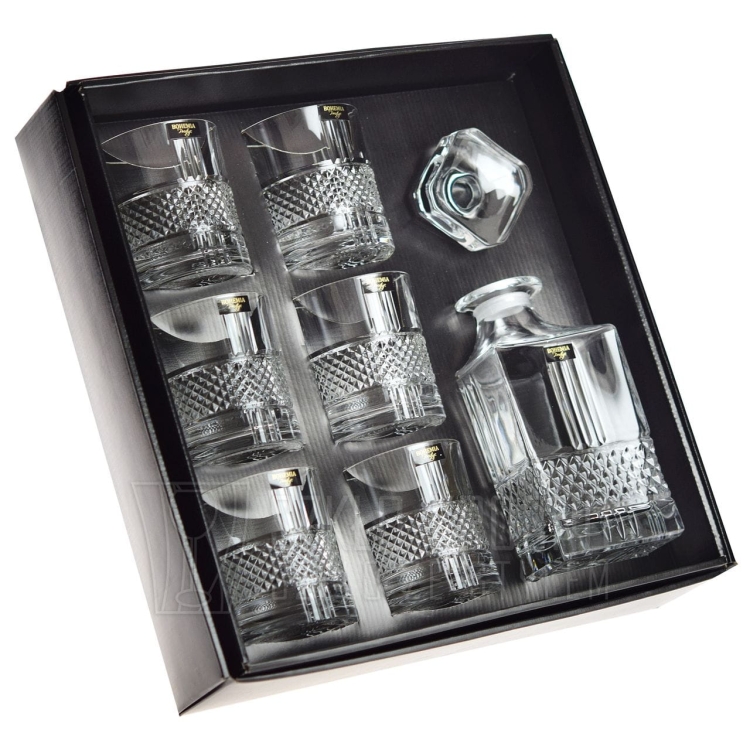 Kryształowy zestaw do whisky Bohemia Elegante 6+1