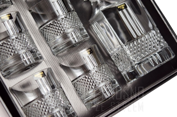 Kryształowy zestaw do whisky Bohemia Elegante 6+1