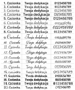 Czcionki do wyboru - w opcji z grawerem
