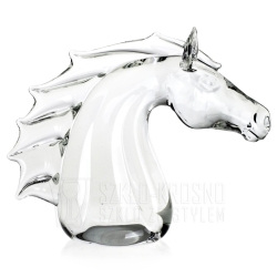 Rzeźba szklana - głowa konia bezbarwna 