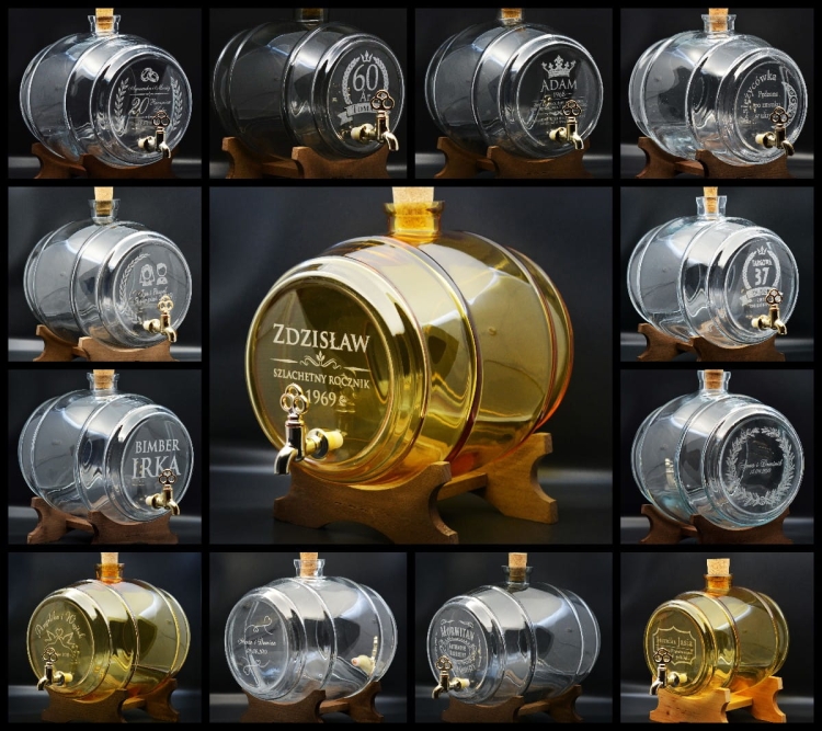 Przykładowe realizacje beczułek z grawerem