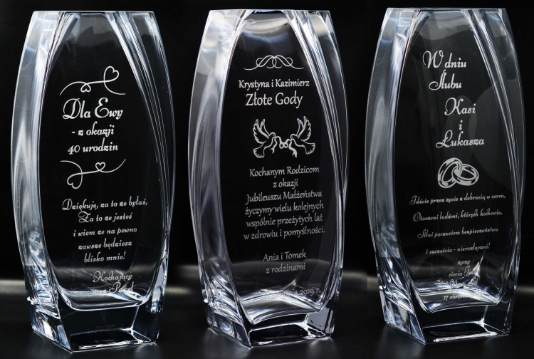 Wazon dekoracyjny na kwiaty 32cm z grawerem, na ślub, podziękowania