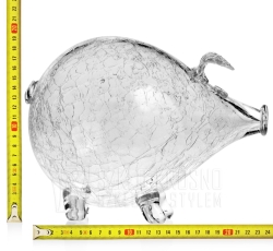 MEGA duża szklana skarbonka ŚWINKA "Crackle"