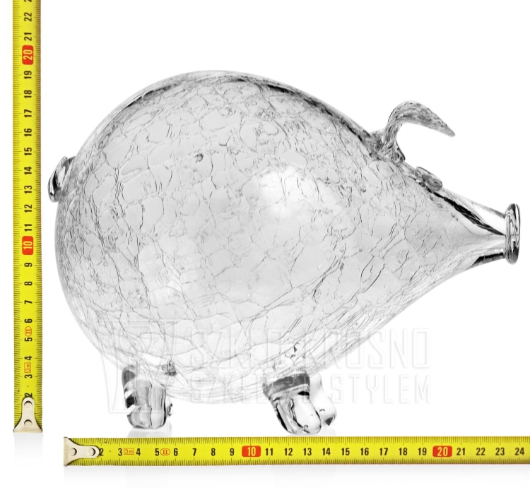 MEGA duża szklana skarbonka ŚWINKA "Crackle"