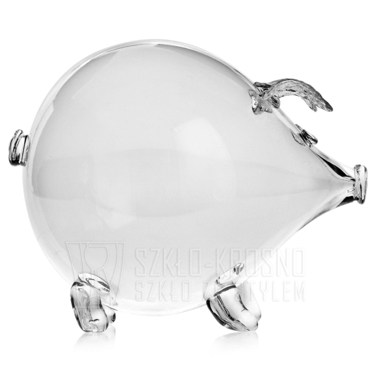 MEGA duża szklana skarbonka ŚWINKA bezbarwna