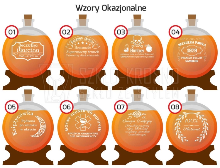 Szklana bezbarwna beczka - antałek 2L z kranikiem i grawerem indywidualnym TWÓJ NAPIS