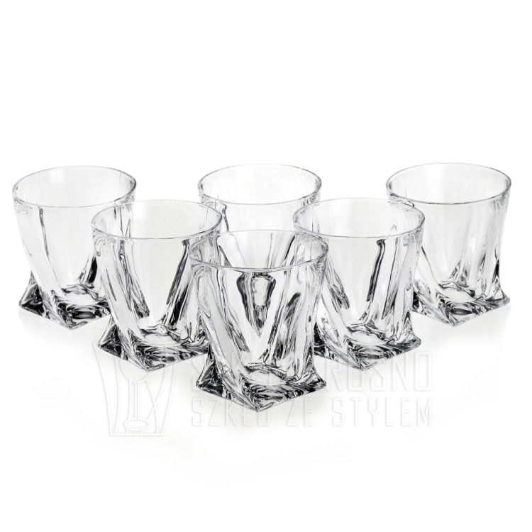 Ekskluzywne kryształowe szklanki do whisky Bohemia Quadro 6 szt.