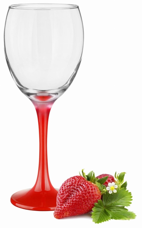 Piękne kieliszki z czerwoną stopką do wina 300ml