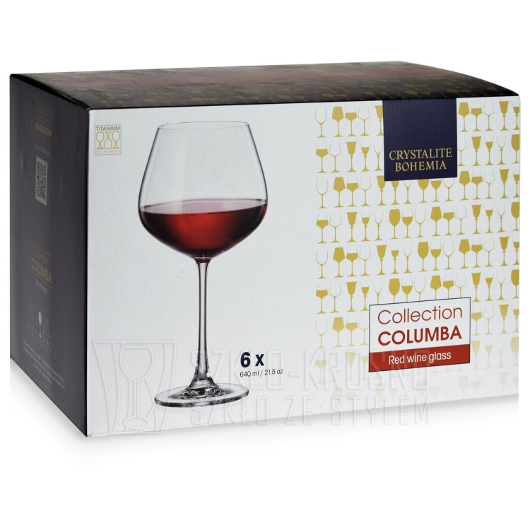 Kieliszki do wina czerwonego BOHEMIA Columba 640ml
