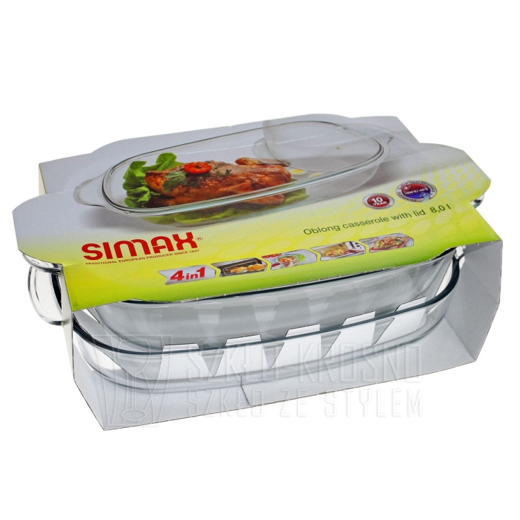 Duże żaroodporne naczynie z pokrywą do pieczenia SIMAX 8L