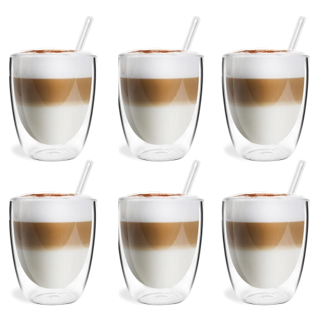 Przejdź do produktu Zestaw 6 szklanek z podwójną ścianką 320ml ze słomkami Vialli Design VITA