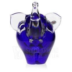 Duża szklana rzeźba ŚWIECZNIK - Słoń z uniesioną trąbą