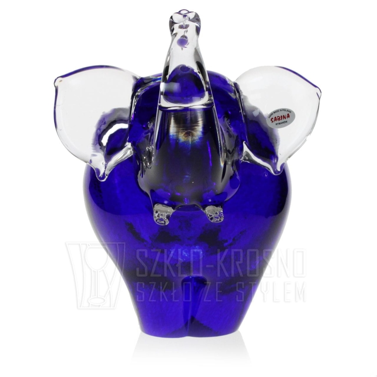 Duża szklana rzeźba ŚWIECZNIK - Słoń z uniesioną trąbą