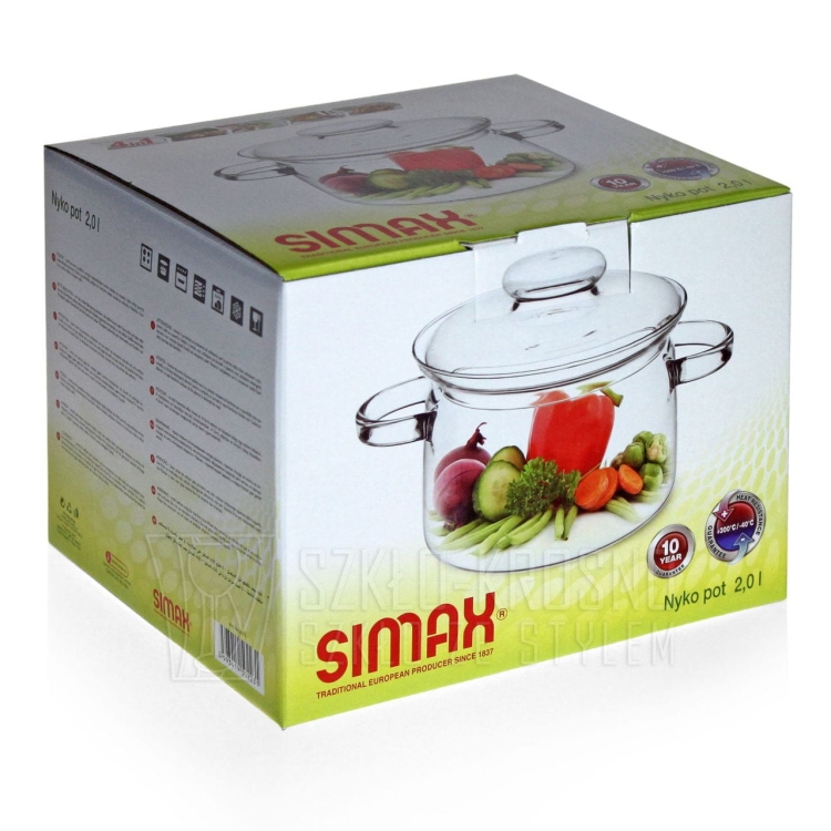 Szklany garnek żaroodporny z przykrywką SIMAX 2L