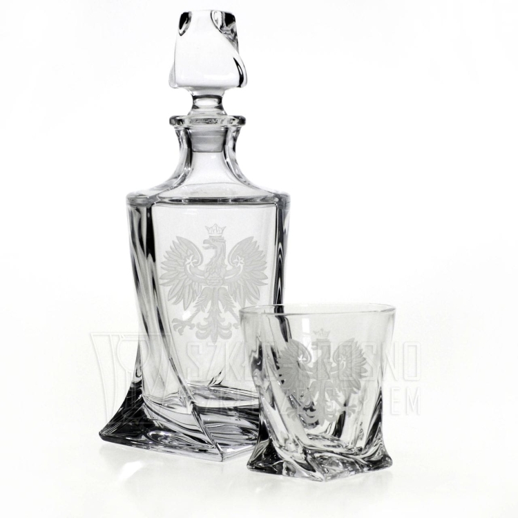 Ekskluzywny zestaw do whisky z kryształowego szkła z grawerem ORZEŁ POLSKA